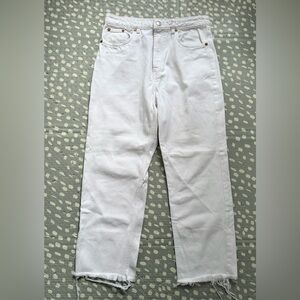 Zara raw hem straight leg jeans